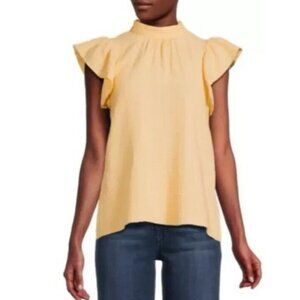 Joe’s Jeans Size Medium Gauze Flutter Sleeve Top Apricot Sherbert NEW